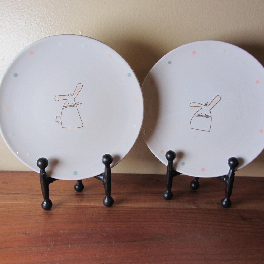 tag easter bunny appetizer plates - pair of 2 (W6284)